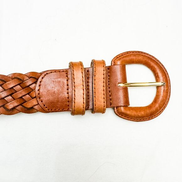 R. Phillips Braided Brown Leather Belt Woven Size Small - Picture 2 of 4